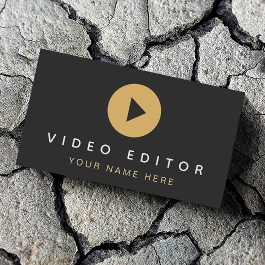 Video Editor Filmmaker Play Button Social Media Visitenkarte