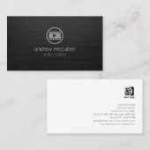 Video-Editor Video-Clip-Symbol dunkles, gebürstete Visitenkarte (Vorne/Hinten)