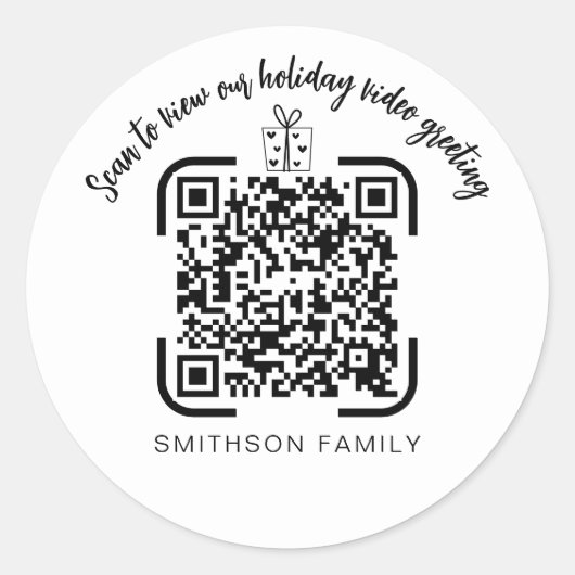 Video-Familiennachricht QR Code Weihnachtsgeschenk Runder Aufkleber (Vorderseite)