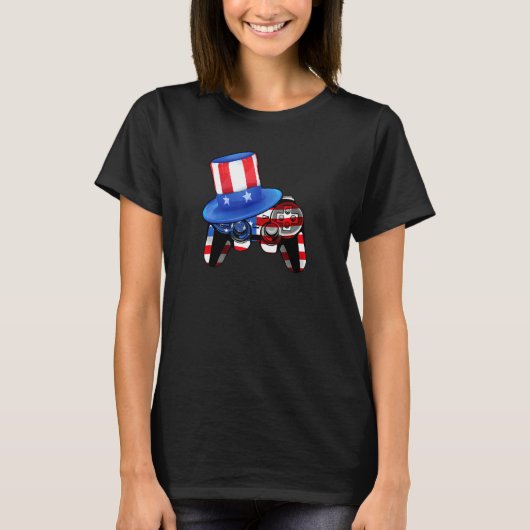 Video Game 4. Juli Controller American Flag T-Shirt (Vorderseite)
