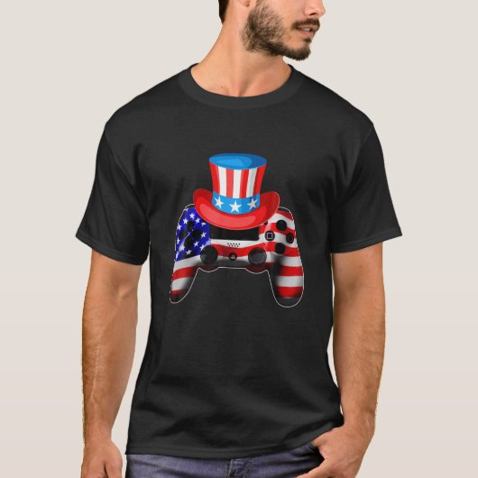 Video Game 4th July Controller American Flag Ki T-Shirt (Vorderseite)