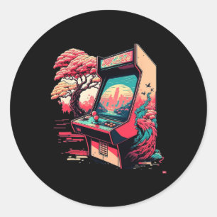 Video-Game-Arcade 1 Runder Aufkleber