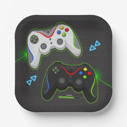 Video Game Birthday Gamer Boy Pappteller (Vorderseite)