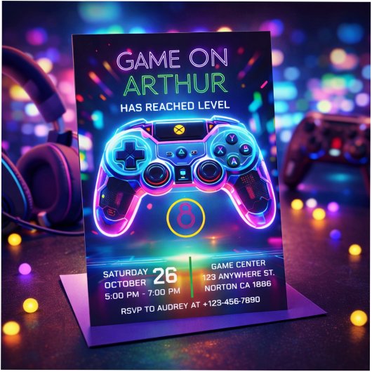 Video game birthday invitation einladung
