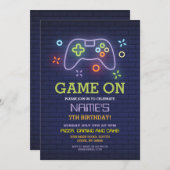 Video Game Birthday Party Gamer Boy Console laden Einladung (Vorne/Hinten)