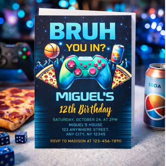 video game birthday party invitation einladung