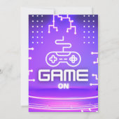 Video Game Birthday Party Neonspiel auf Level Up Einladung (Rückseite)