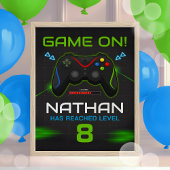 Video Game Birthday Party Sign Boys Poster