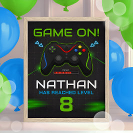Video Game Birthday Party Sign Boys Poster