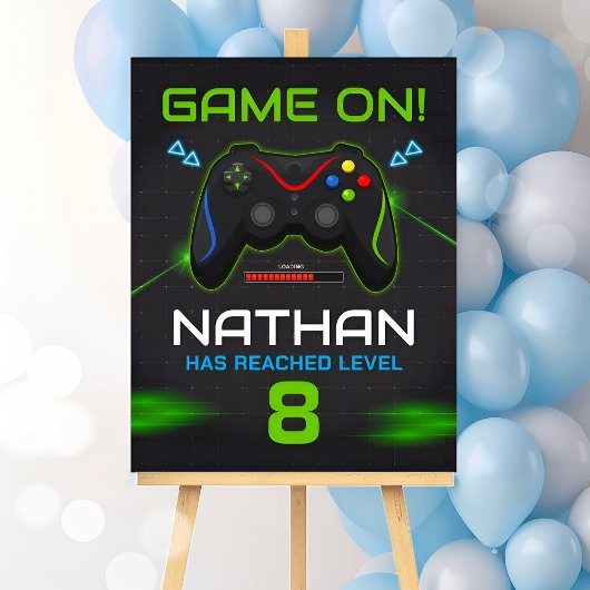 Video Game Birthday Party Sign Boys Poster