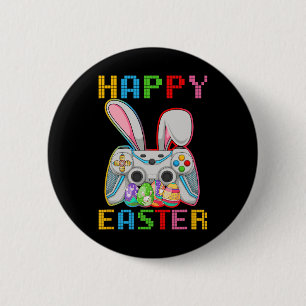 Video Game Bunny Rabbit Happy Ostertag Gamer Boy Button