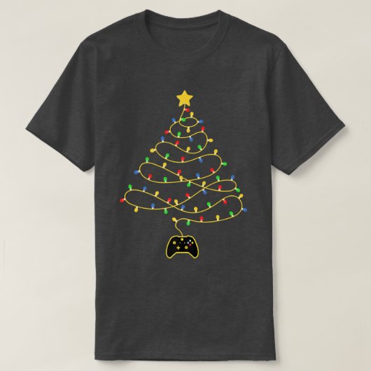 Video Game Christmas Tree Lights Gaming Controller T-Shirt (Design vorne)