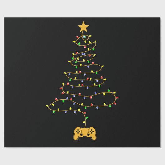 Video Game Christmas Tree Lights Gaming Pajama Geschenkpapier (Flach)