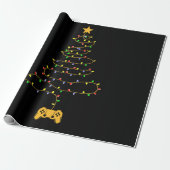Video Game Christmas Tree Lights Gaming Pajama Geschenkpapier (Ungerollt)