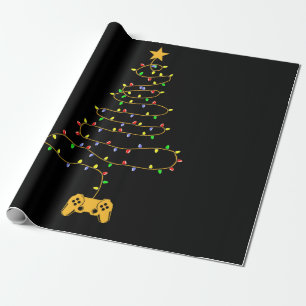 Video Game Christmas Tree Lights Gaming Pajama Geschenkpapier