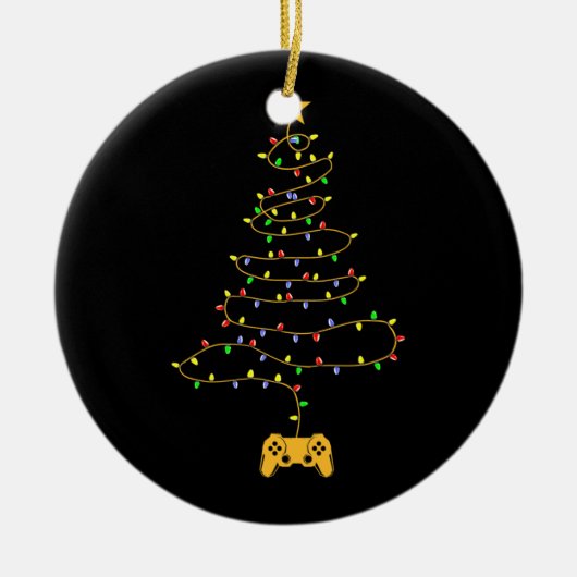 Video Game Christmas Tree Lights Gaming Pajama Keramik Ornament (Vorne)