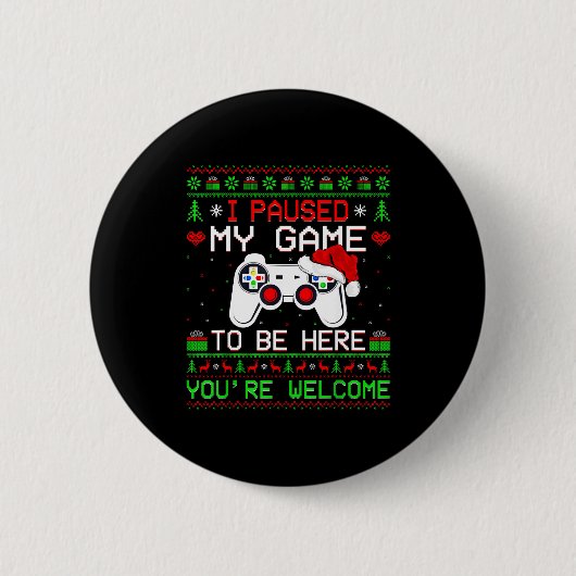 Video Game Christmas Ugly Sweater Funny Gamer Gami Button (Vorderseite)