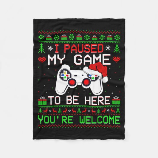 Video Game Christmas Ugly Sweater Funny Gamer Gami Fleecedecke (Vorderseite)