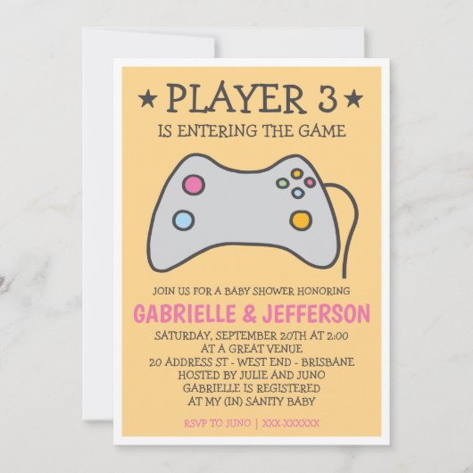 Video Game - Computerspiel-Kinderdusche Einladung (Vorderseite)