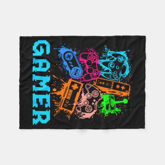 Video Game Console Controllers Clic Gamer Lover Co Fleecedecke (Vorderseite (Horizontal))