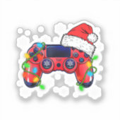 Video Game Controller Christmas Santa Hat Gamer Bo Aufkleber (Vorderseite)