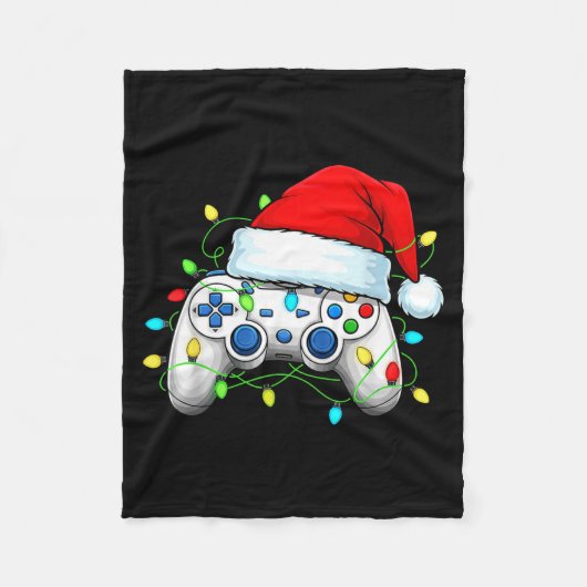 Video Game Controller Christmas Santa Hat Gamer Bo Fleecedecke (Vorderseite)