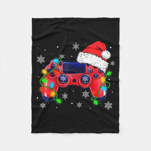 Video Game Controller Christmas Santa Hat Gamer Bo Fleecedecke (Vorderseite)
