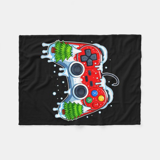 Video Game Controller Christmas Santa Hat Gamer Bo Fleecedecke (Vorderseite (Horizontal))