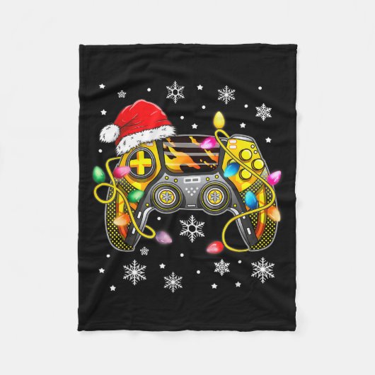 Video Game Controller Christmas Santa Hat Gamer Bo Fleecedecke (Vorderseite)