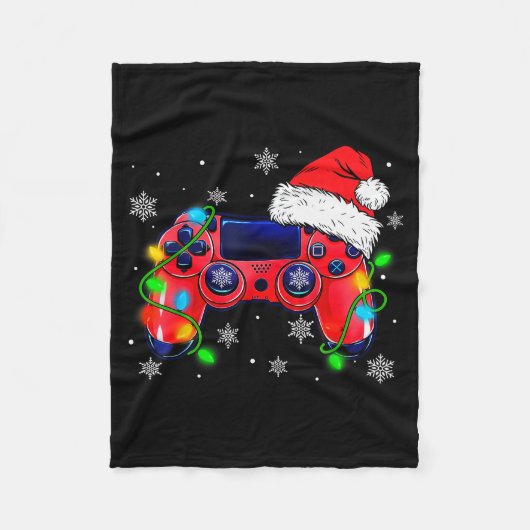 Video Game Controller Christmas Santa Hat Gamer Bo Fleecedecke (Vorderseite)