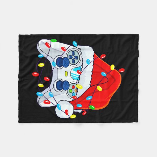 Video Game Controller Christmas Santa Hat Gamer Bo Fleecedecke (Vorderseite (Horizontal))