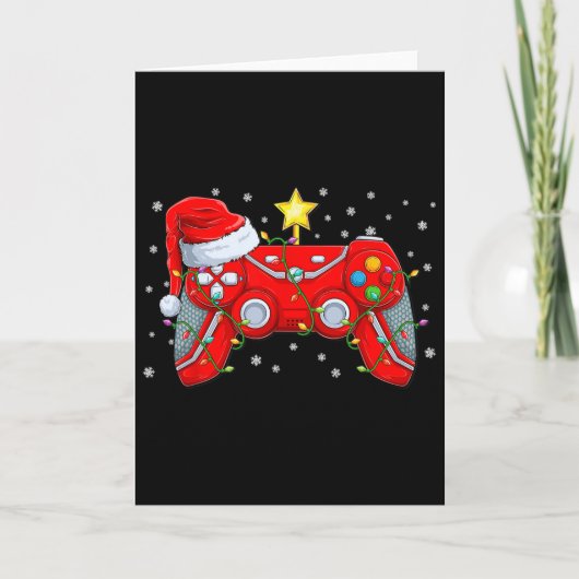 Video Game Controller Christmas Santa Hat Gamer Bo Karte (Vorderseite)