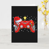 Video Game Controller Christmas Santa Hat Gamer Bo Karte (Gelbe Blume)