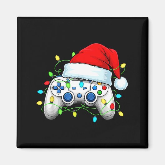 Video Game Controller Christmas Santa Hat Gamer Bo Magnet (Vorne)