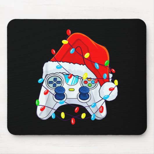 Video Game Controller Christmas Santa Hat Gamer Bo Mousepad (Vorne)