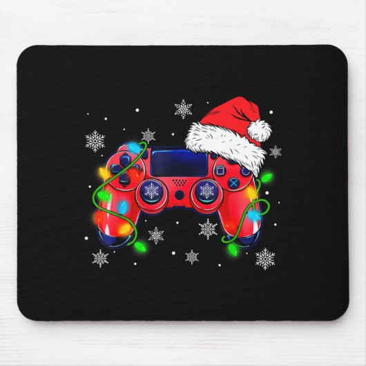 Video Game Controller Christmas Santa Hat Gamer Bo Mousepad (Vorne)