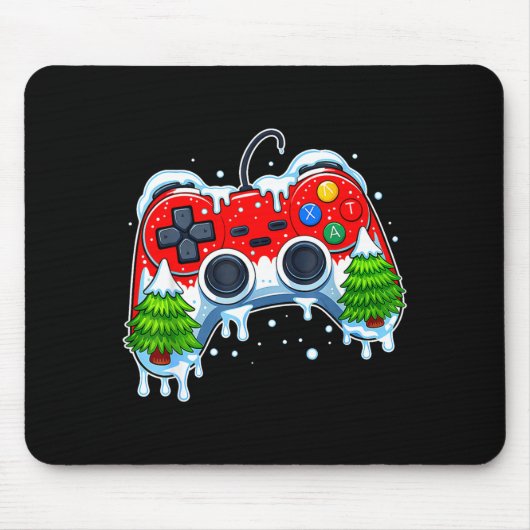 Video Game Controller Christmas Santa Hat Gamer Bo Mousepad (Vorne)