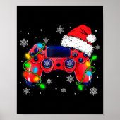 Video Game Controller Christmas Santa Hat Gamer Bo Poster (Vorne)