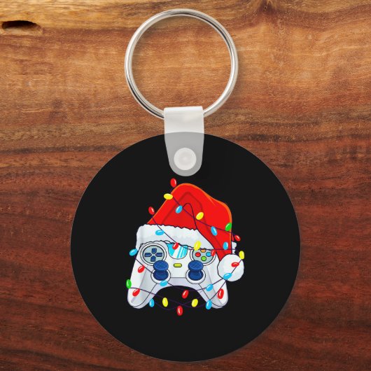 Video Game Controller Christmas Santa Hat Gamer Bo Schlüsselanhänger (Vorderseite)
