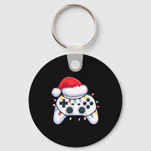 Video Game Controller Christmas Santa Hat Gamer Bo Schlüsselanhänger (Vorderseite)