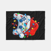 Video Game Controller Christmas Santa Hat Gamer Fu Fleecedecke (Vorderseite (Horizontal))