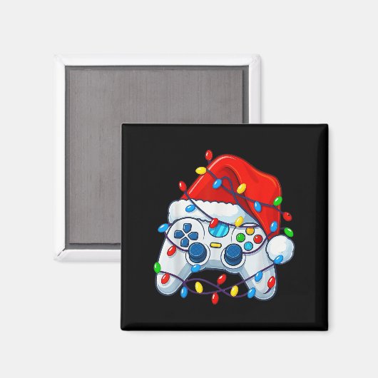 Video Game Controller Christmas Santa Hat Gamer Fu Magnet (Vorderseite/Rückseite)