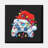 Video Game Controller Christmas Santa Hat Gamer Fu Magnet (Vorne)