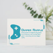 Video Game Controller Diaper Raffle Baby Dusche Begleitkarte (Stehend Vorderseite)