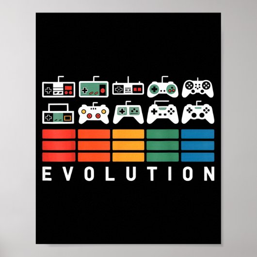 Video Game Controller Evolution 80s 90s Retro Gami Poster (Vorne)