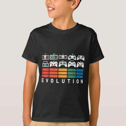 Video Game Controller Evolution 80s 90s Retro Gami T-Shirt (Vorderseite)