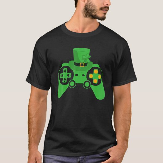 Video Game Controller Funny St. Patrick's Day Iris T-Shirt (Vorderseite)