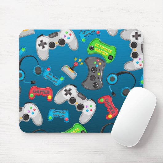 Video Game Controller Gamer Fun farbenfroh Mousepad (Mit Mouse)