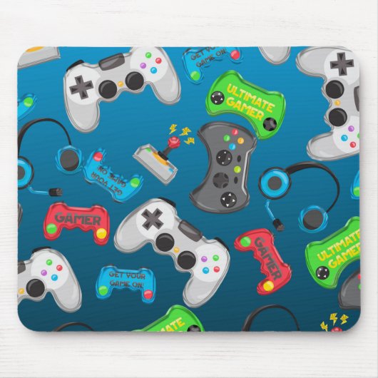 Video Game Controller Gamer Fun farbenfroh Mousepad (Vorne)