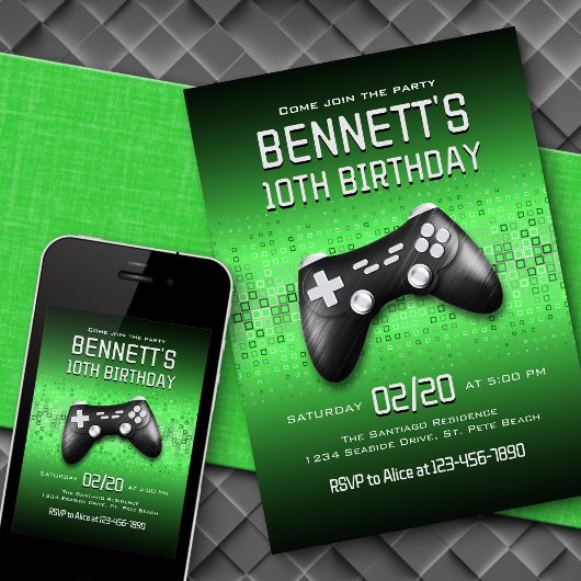 Video Game Controller - Geburtstag Einladung